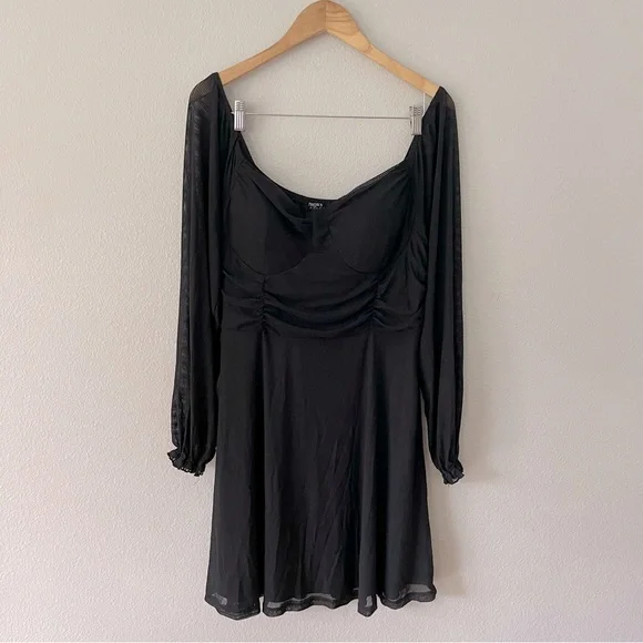 Thorn & Fable | Dresses | Thorn Fable Black Mesh Milkmaid Neck Long Sleeve  Whimsigoth Witchy Dress 2x | Poshmark